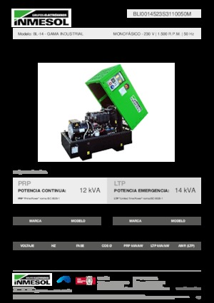 Groupes électrogènes à diesel INMESOL BL-14