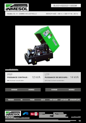 Groupes électrogènes à diesel INMESOL BL-14