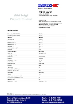 Groupes électrogènes à diesel Endress ESE 15 YW/AS