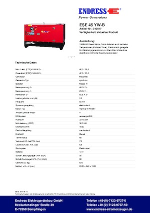 Groupes électrogènes à diesel Endress ESE 45 YW-B