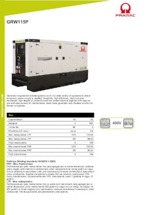 Groupes électrogènes à diesel PRAMAC Lifter GRW 115 P