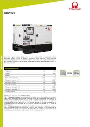 Groupes électrogènes à diesel PRAMAC Lifter GRW 22 Y