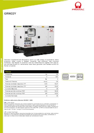 Groupes électrogènes à diesel PRAMAC Lifter GRW 22 Y