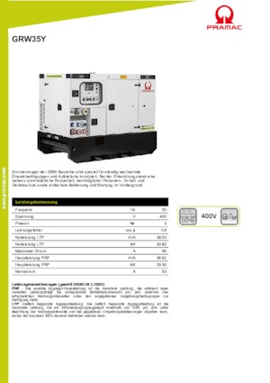 Groupes électrogènes à diesel PRAMAC Lifter GRW 35 Y