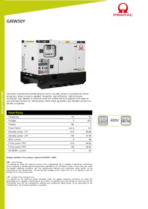Groupes électrogènes à diesel PRAMAC Lifter GRW 50 Y