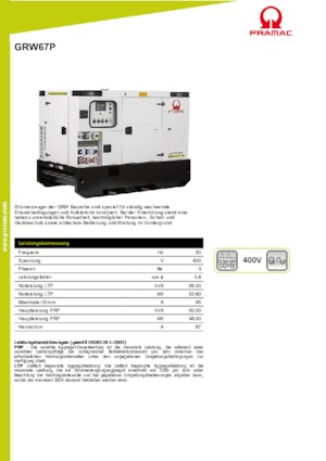 Groupes électrogènes à diesel PRAMAC Lifter GRW 67 P