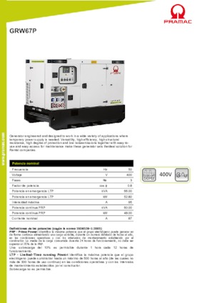 Groupes électrogènes à diesel PRAMAC Lifter GRW 67 P