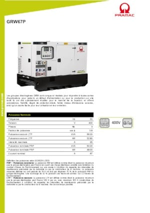 Groupes électrogènes à diesel PRAMAC Lifter GRW 67 P