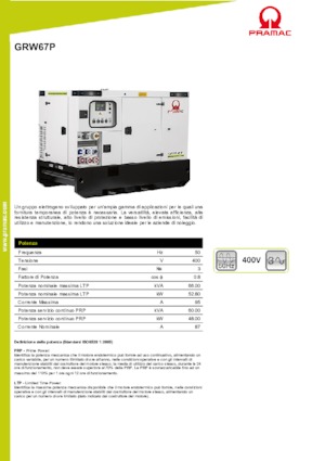 Groupes électrogènes à diesel PRAMAC Lifter GRW 67 P