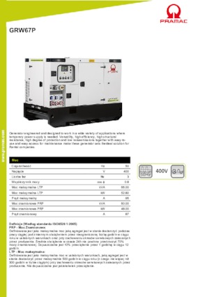 Groupes électrogènes à diesel PRAMAC Lifter GRW 67 P