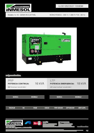 Groupes électrogènes à diesel INMESOL IL-18