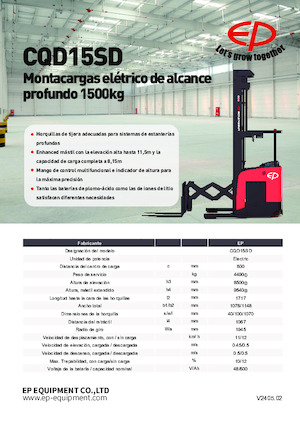 Chariots élévateurs pousseurs électriques EP CQD15SD