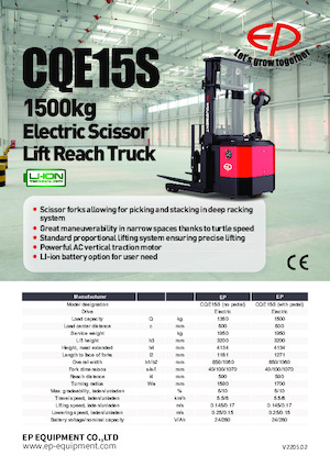 Chariots élévateurs pousseurs électriques EP CQE15S