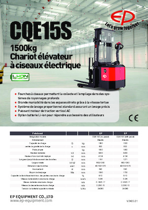 Chariots élévateurs pousseurs électriques EP CQE15S