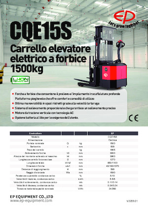 Chariots élévateurs pousseurs électriques EP CQE15S