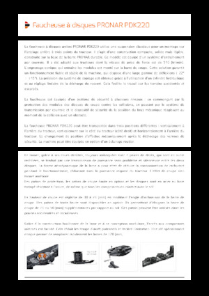 Faucheuses  arrières disques sans conditionneurs Pronar PDK 220