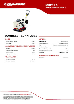 Plaques vibrantes réversibles Dynapac DRP15X