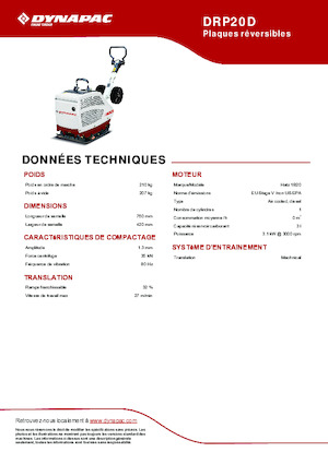 Plaques vibrantes réversibles Dynapac DRP20D