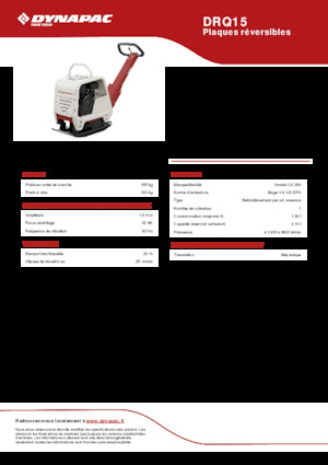 Plaques vibrantes réversibles Dynapac DRQ15