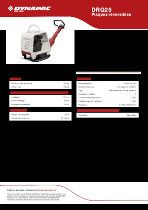 Plaques vibrantes réversibles Dynapac DRQ25