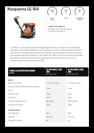 Plaques vibrantes réversibles Husqvarna LG 164