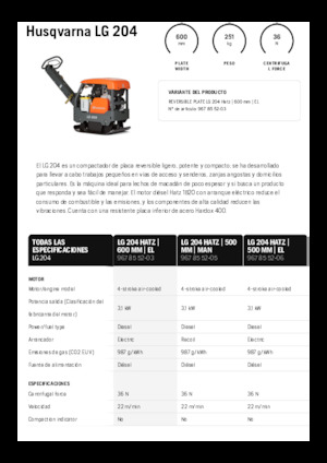 Plaques vibrantes réversibles Husqvarna LG 204