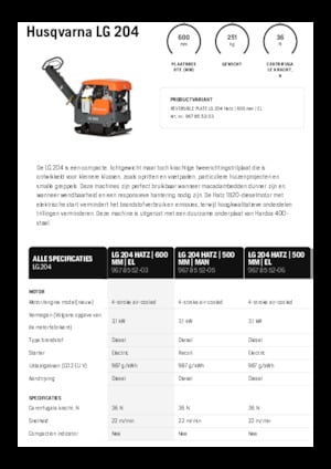 Plaques vibrantes réversibles Husqvarna LG 204