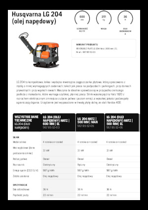 Plaques vibrantes réversibles Husqvarna LG 204