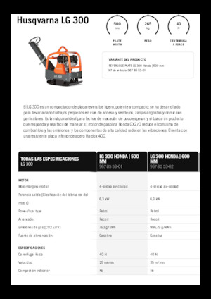 Plaques vibrantes réversibles Husqvarna LG 300