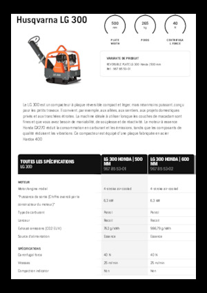 Plaques vibrantes réversibles Husqvarna LG 300