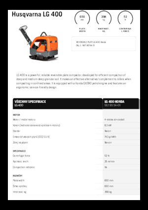 Plaques vibrantes réversibles Husqvarna LG 400