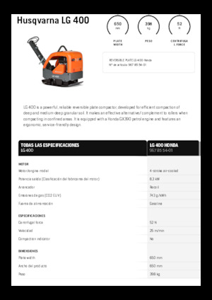 Plaques vibrantes réversibles Husqvarna LG 400