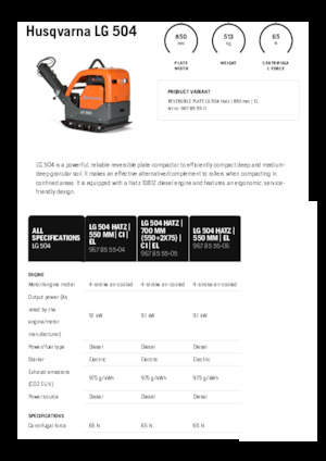 Plaques vibrantes réversibles Husqvarna LG 504