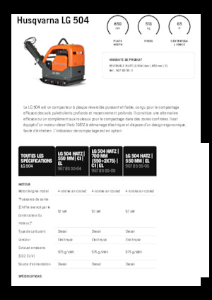 Plaques vibrantes réversibles Husqvarna LG 504