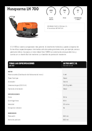 Plaques vibrantes réversibles Husqvarna LH 700