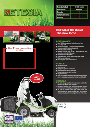 Tondeuses à gazon autoportées et tracteurs de jardin Etesia BUFFALO 100 BPHPX2