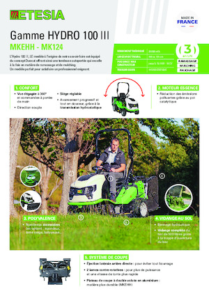 Tondeuses à gazon autoportées et tracteurs de jardin Etesia HYDRO 100 MK124