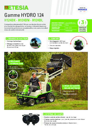 Tondeuses à gazon autoportées et tracteurs de jardin Etesia HYDRO 124DX