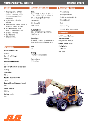 Chariot Élévateur Télescopique JLG 3508 PS