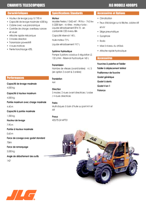 Chariot Élévateur Télescopique JLG 4008 PS