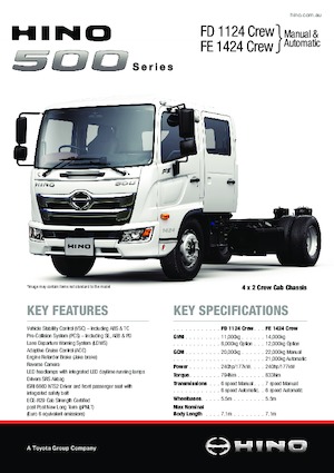 Chassis Hino 500 FE 1424 CREW 4x2