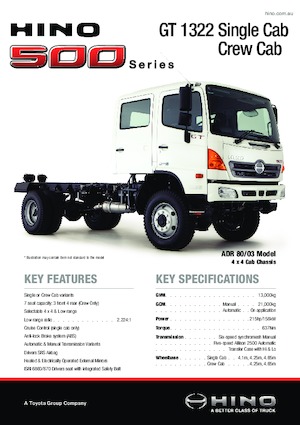 Chassis Hino 500 GT 1322 4x4