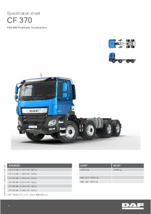 Chassis DAF CF 370 FAD Construction