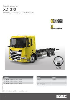 Chassis DAF XD 370 FAS Low Deck