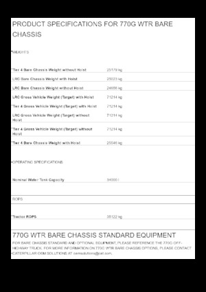 Tombereaux Rigides Caterpillar 770G WTR Bare chassis