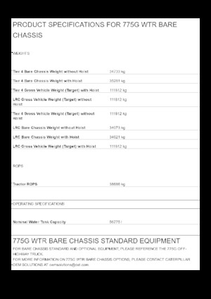 Tombereaux Rigides Caterpillar 775G WTR Bare chassis