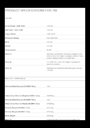 Tombereaux Rigides Caterpillar 785