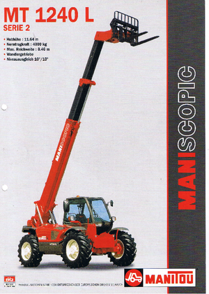 Chariot Élévateur Télescopique Manitou MT 1240 L