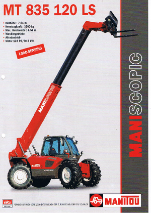 Chariot Élévateur Télescopique Manitou MT 835 T 120 LS