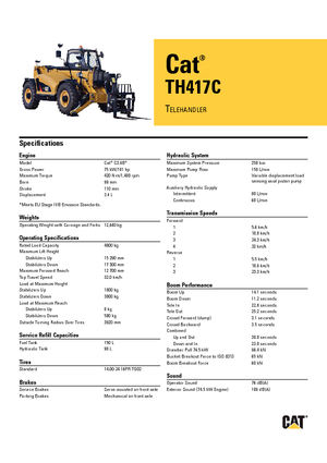 Chariot Élévateur Télescopique Caterpillar TH417C